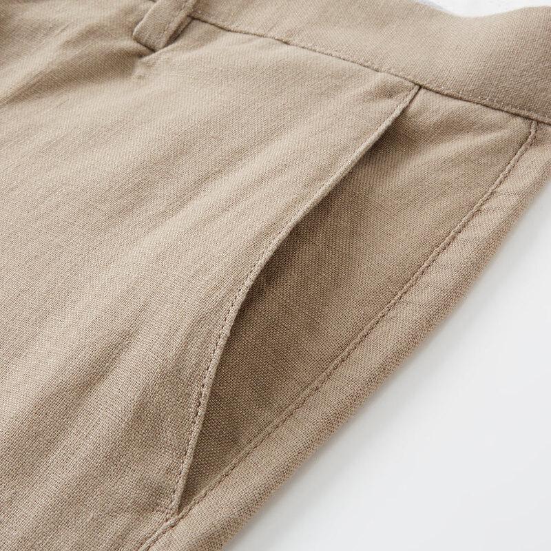 Shanshan Men's 100% Linen Straight-Leg Pants