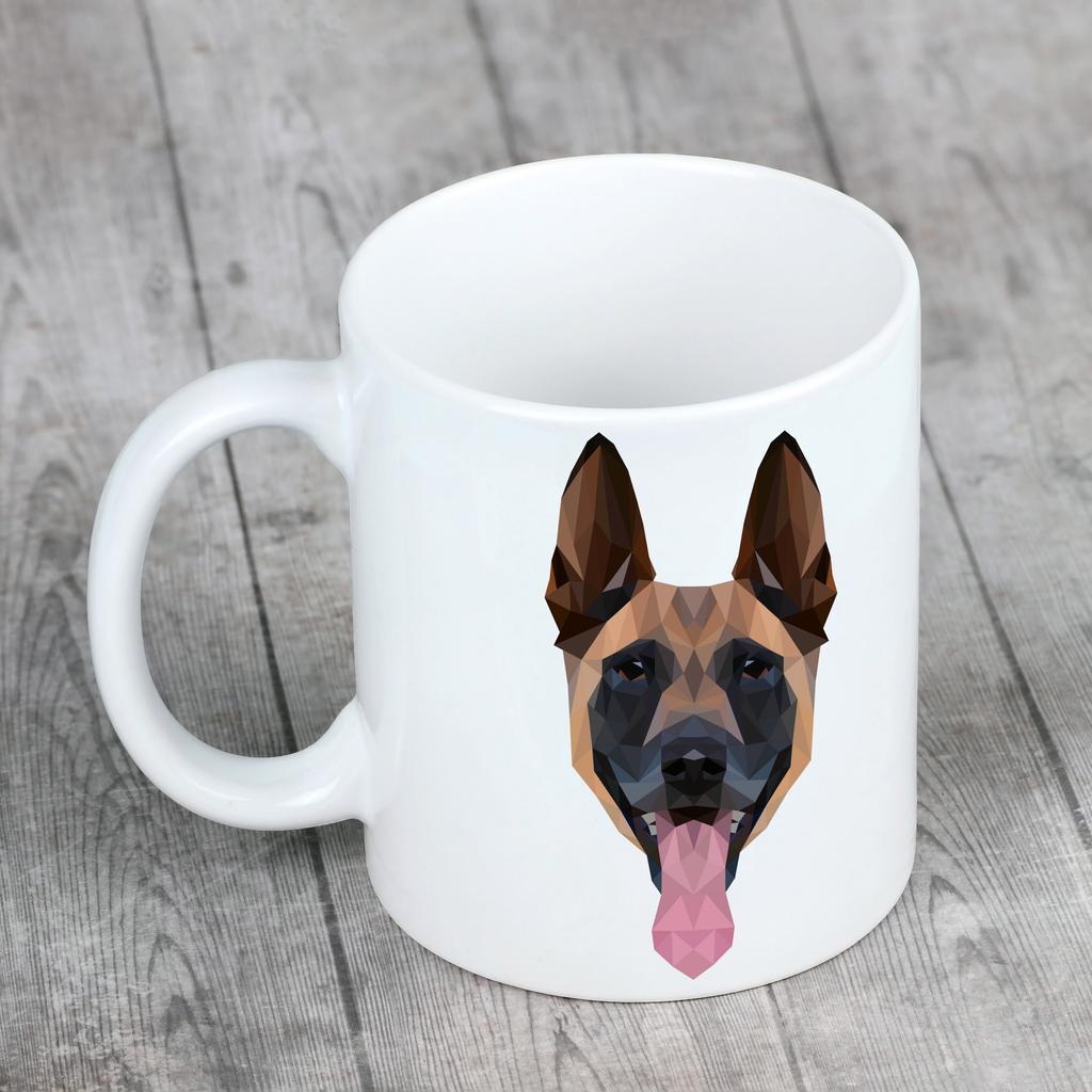 Malinois Owczarek Belgijski -Kubek Ze Zdjęciem I Napisem Geometryczny Pies Art-Dog