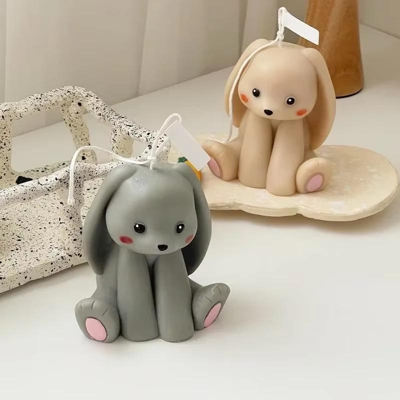 DIY Candle Mold Home Decoration Sitting Lucky Rabbit Silicone Mold 3D Bunny Scented Candle Mould For Wax Aromatherapy Making