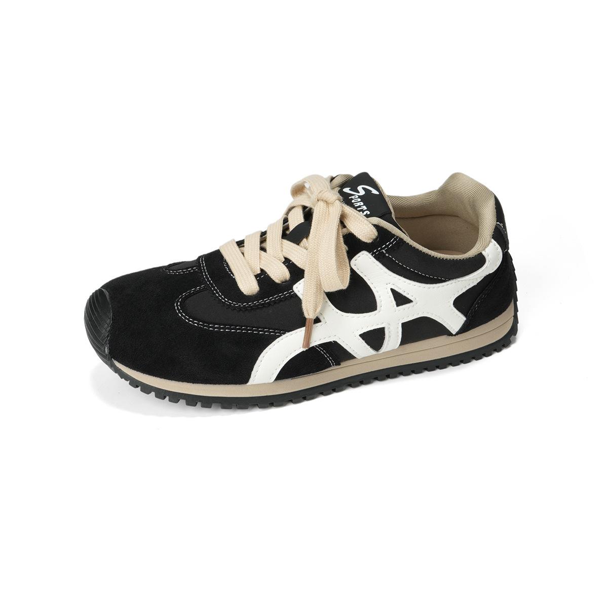 

Weiwei girl 788 шнуровка, сочетание цветов, немецкие тренировочные туфли, женские осенне-зимние, ретро, повседневные, туфли Форреста Гампа, спортивная обувь, женская платформа 40 чёрный