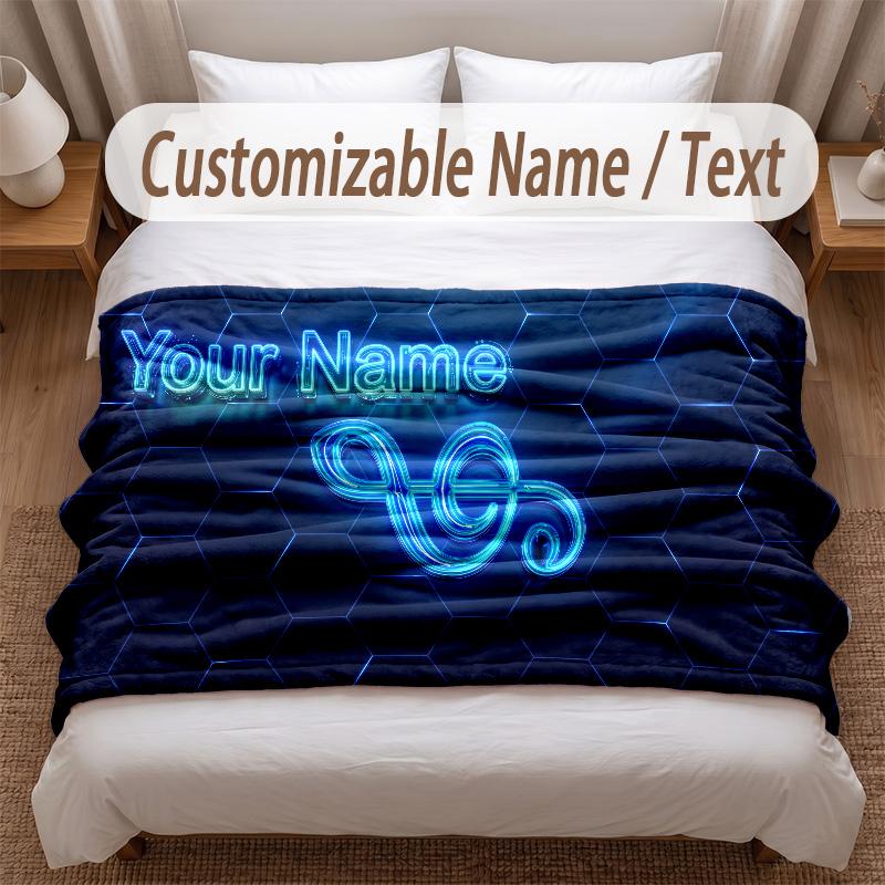 Music General Theme Soft Blanket Personalized Custom Name Text Print Warm Blanket Home Sofa Bedroom Decor