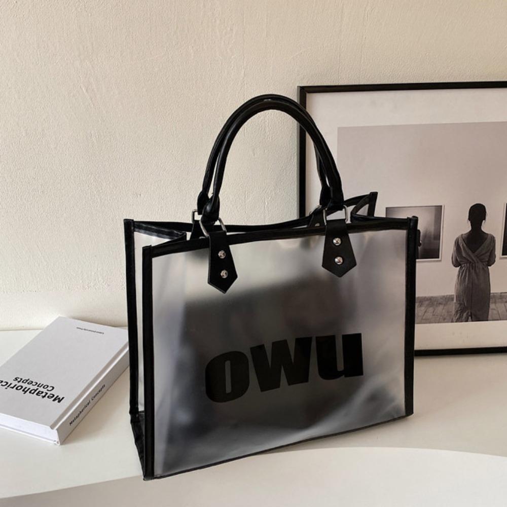 

Матовая сумка-тоут Прозрачная сумка-желе с внутренним карманом Композитные сумки-тоут из ПВХ Вечеринка белый