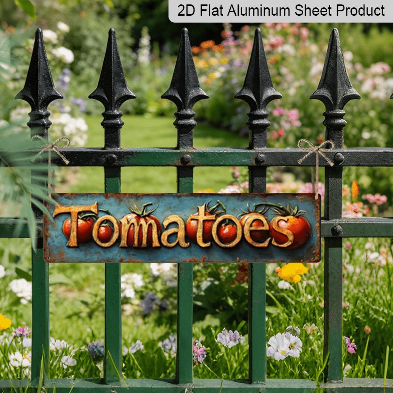 2D Flat, 1pc, 3.94 X 15.74 Inches Aluminum Decorative Sign -Vintage Tomato Metal Wall Sign - Rustic Farmhouse Kitchen & Garden Decor with Realistic
