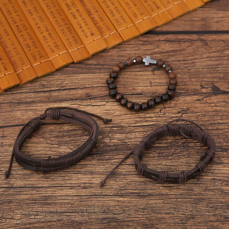 2025 Retro Gewebtes Leder & Perlen DIY Armband Set für Männer