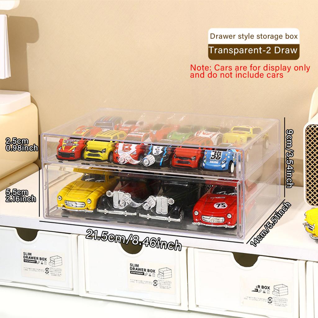 1pc Stackable Toy Car Storage Box Drawer Desktop Car Model Toy Organizer Acrylic Transparent Dustproof Organizer