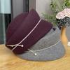 Autumn And Winter New Styling Beret Solid Color Versatile Elegant Celebrity High-End Top Hat Women'S Fashion Diamond Strip Equestrian Hat