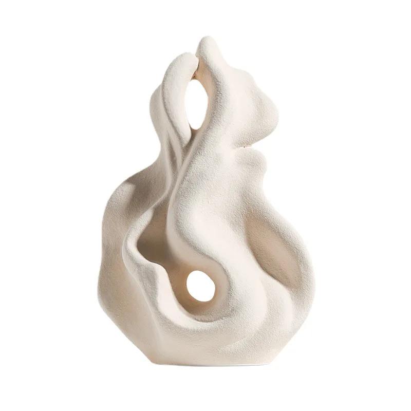Ceramic Ornaments Abstract Hollow Curl Sculpture Modern Porcelain Artifact Decorative Figurines Room Decoration Accessories