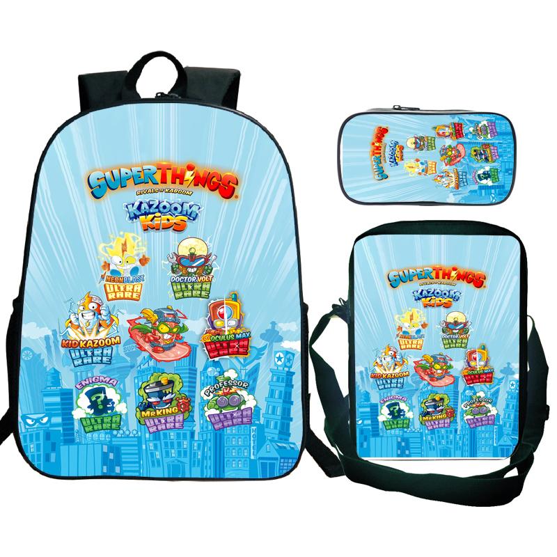 3Pcs/set Superzings Kazoom Kids Backpack Superthings Teenager Students Schoolbag Rucksack Children Laptop Daypack