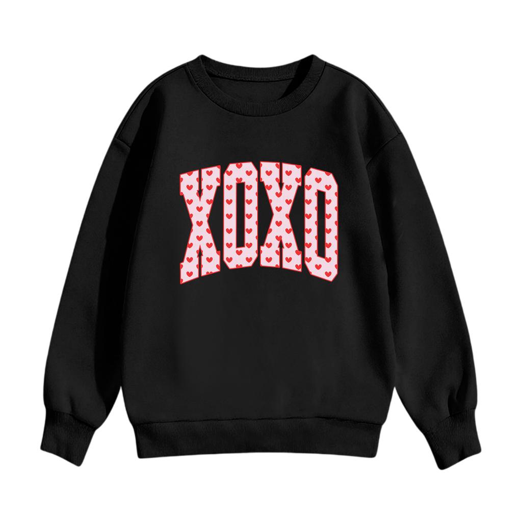 Dětská ležérní mikina s kulatým výstřihem a potiskem, s dlouhým rukávem a kapucí