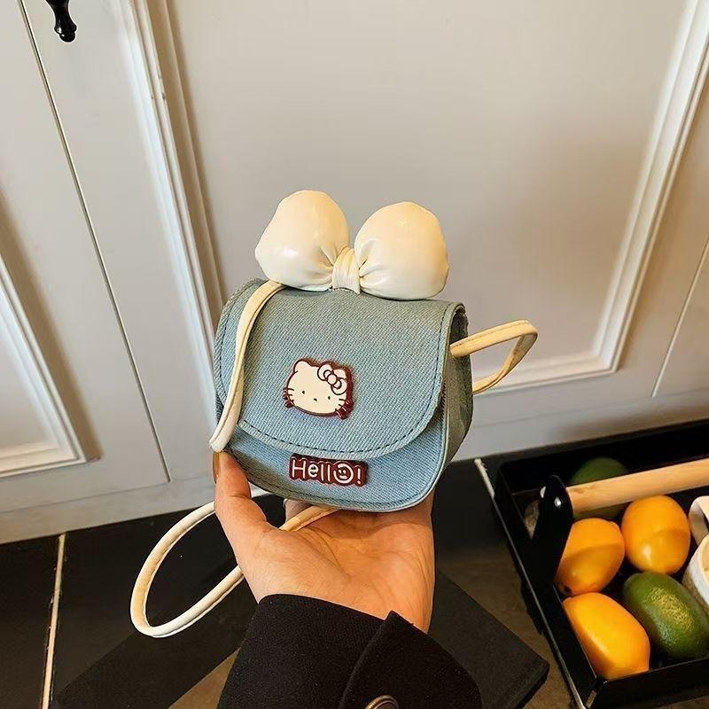New children's cartoon cute cat girl children's bag baby foreign style bow mini fashion messenger E