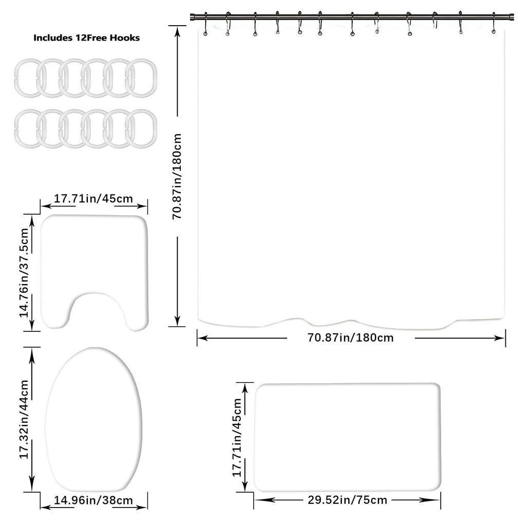 4pcs Christmas Snowman Waterproof Bathroom Curtain Non Slip Mat Set Thickened Mildew Resistant Shower Curtains for Holiday Decor