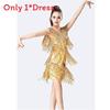 Abito da Danza Latina con Paillettes e Frange per Performance e Competizione Donna