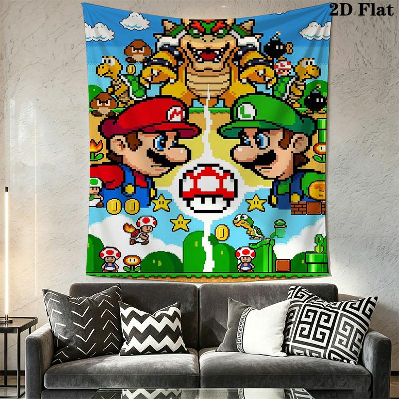 Run Mario Block Wall Hanging Printed Fabric Blanket Decorative Tapestries for Bedroom Living Room Home Decor