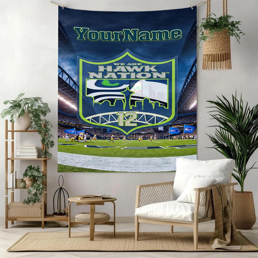 Seattle Seahawks Custom Your Name Wall Decor Tapestry Art For Pet Memorial Birthdaywedding Party Backdrop Family Gift