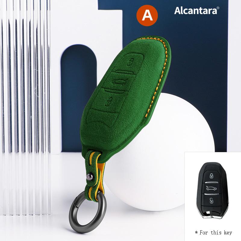 Alcantara Car Key Case Cover Shell Remote Buttons For Peugeot 408 508 3008 5008 2008 Suede Keychain Protectors Accessories