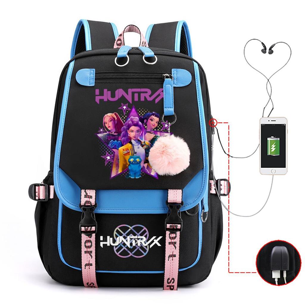 Animation Cartoon Printing Contrasting Color Neutral Usb Backpack Large Capacity Korean Version Of Student Schoolbag