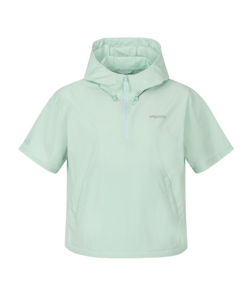 DISCOVERY EXPEDITION Women'S Freshvent Lightweight Woven Training Short Sleeve Hooded Anorak (L/Mint)