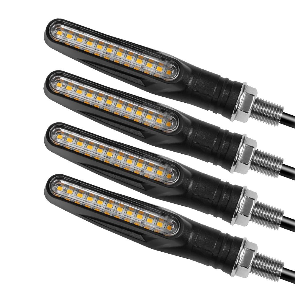 Motorcycle LED Turn Signal Light Universal DRL Amber Flowing Blinker Indicator Motorcycle Flashing Light Tail Lamp