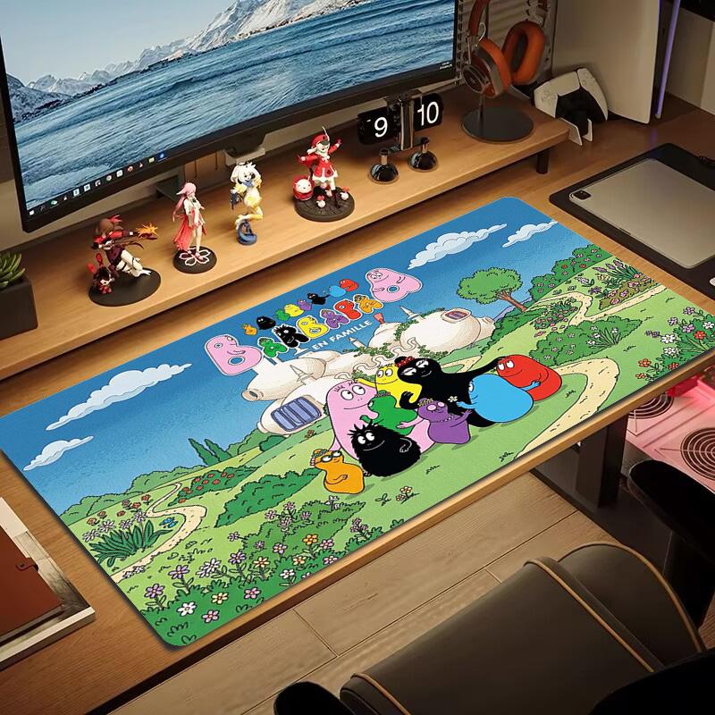 Barbapapa Color Mouse Pad Large Gaming Table Cushion Non-slip Laptop Tablet Big Mousepad XXL Mat Mini PC Playmat With Lock edge