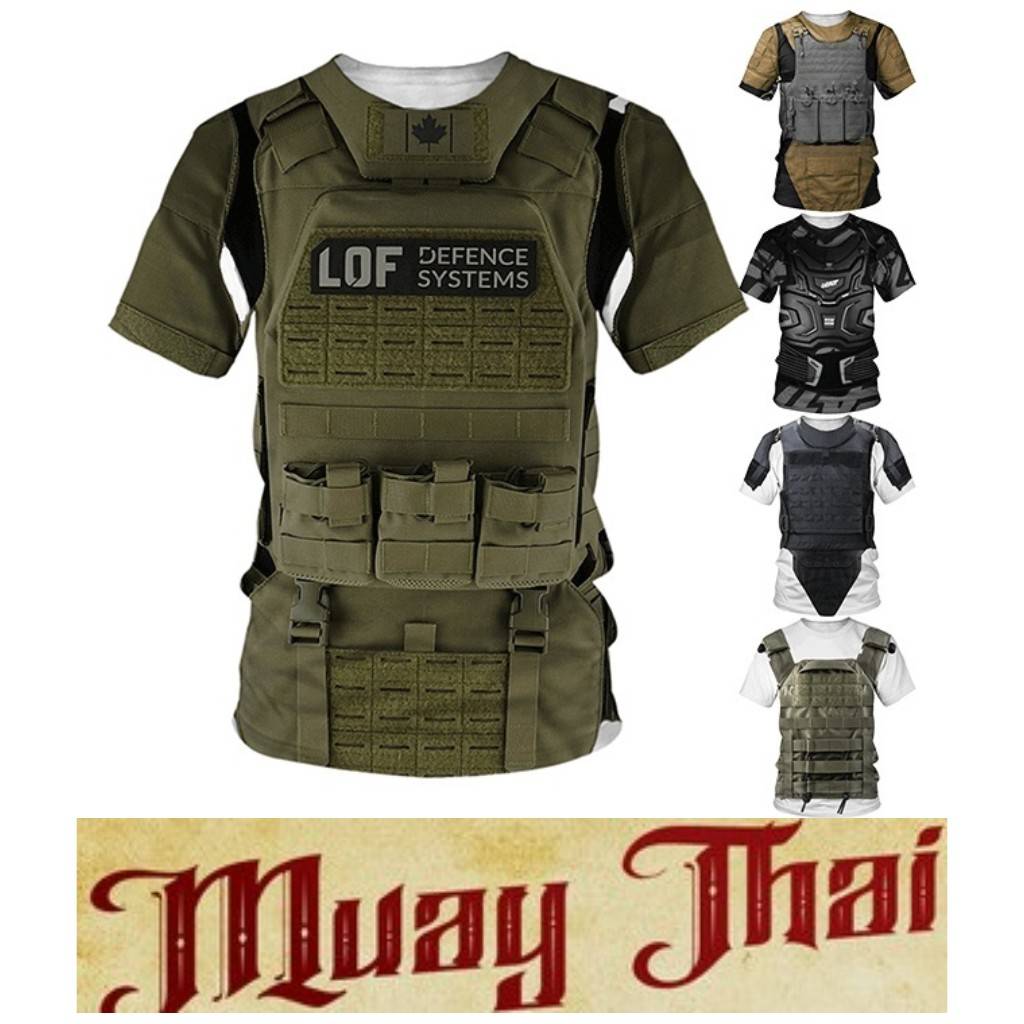 Muay Thai T-Shirt Kick Boxing 3D Print Graphic Soldier Armor Men Women Unisex Short Sleeve Round Neck MMA Mix Martial Art Streetwear Casual