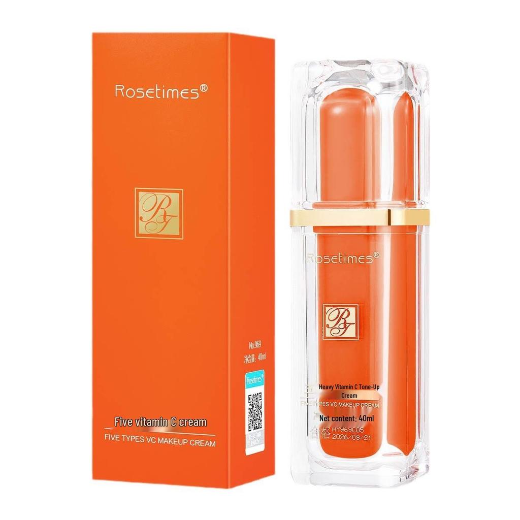 Fivefold Vitamin C Tone-Up Primer: Brightening, Moisturizing, Waterproof Concealer for a Natural Glow.