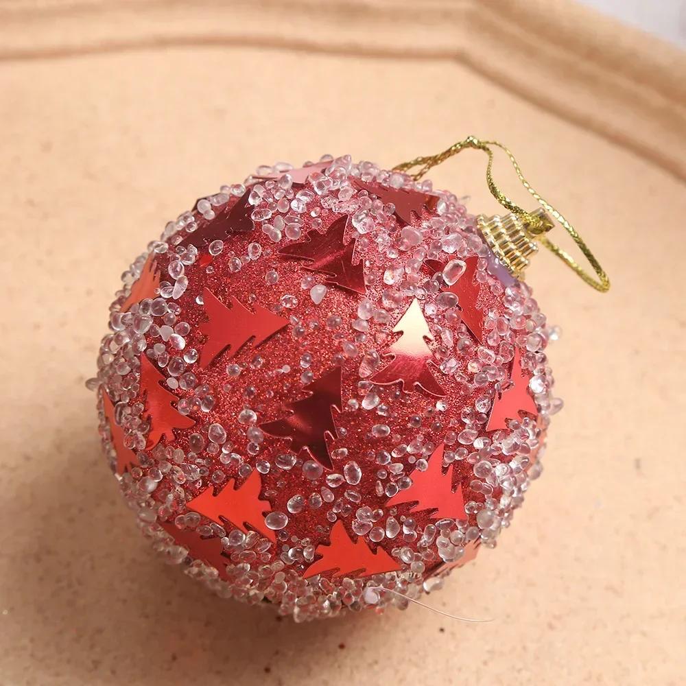 9 Stück 8cm Eingelegter Kristall Große Weihnachtskugeln Kreative Weihnachtsbaumhänger Feiertags-Hängedekorationen