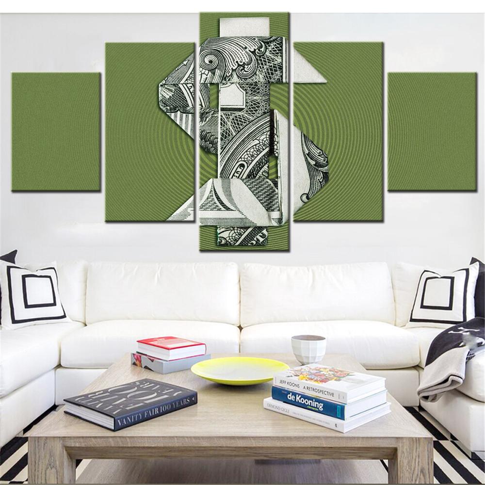 

5 Pieces Canvas Wall Arts Poster Painting Lifestyle Origami Dollar Bill Wallpaper Interior Home Decor Picture Printing Artwork 20X35 20X45 20X55CM