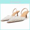 Open Toe High Heel Shoes With Pearl Details For Daily Use
