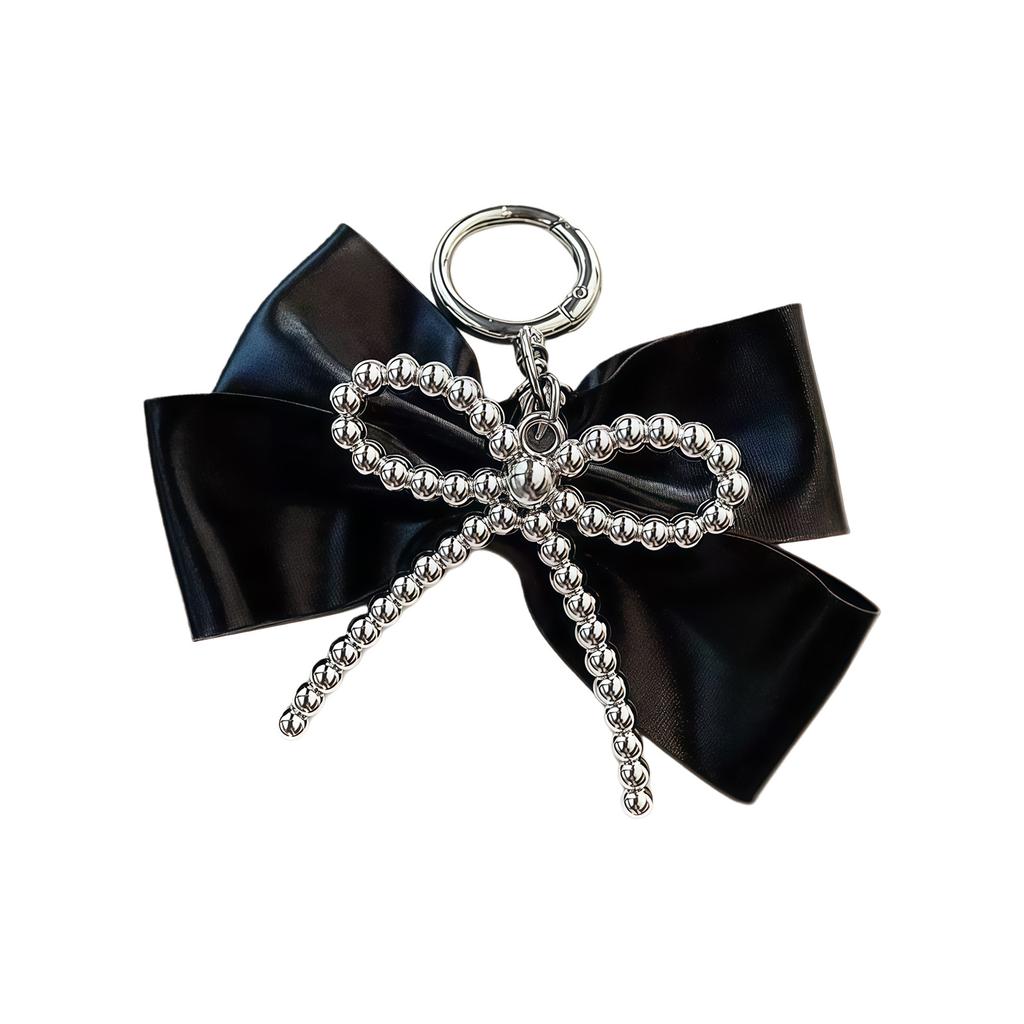 High Quality Metal Silver Bowknot Keychain Featuring Glossy Finish Bag Decoration for Sturdy Bag Phone Decors Use