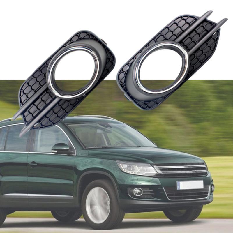 2pcs Car Front Bumper Fog Light Grille Cover Trim ABS Fog Lamp Bezel 5N0853665J for VW Tiguan 2012 2013 2014 2015 2016 2017 2018
