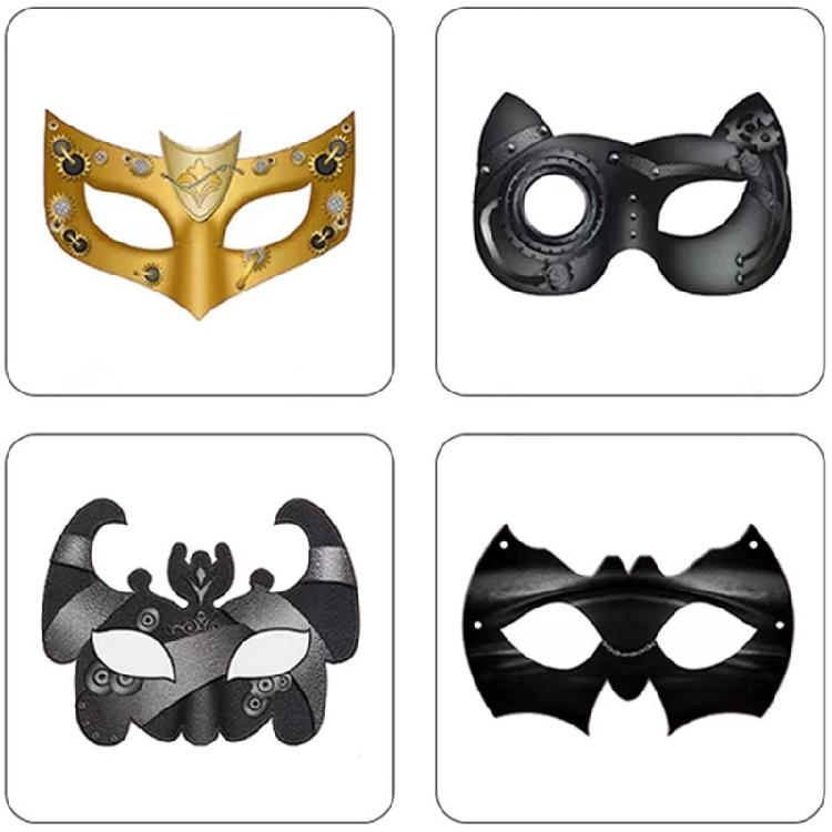 Masque en Papier Mâché Peint DIY Masque Animal Demi-Visage Masque de Fête Masque de Mascarade Halloween Noël Costumes Cosplay