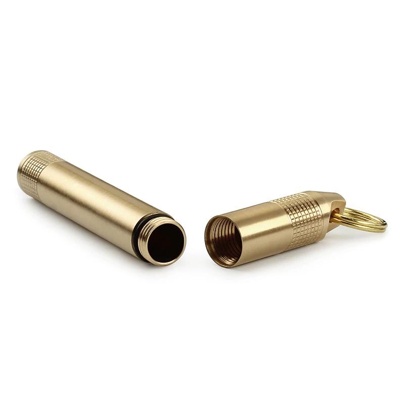 Brass Seal Bottles Waterproof Canister Keychain Medicine Toothpick Bottle Outdoor Camping Tool