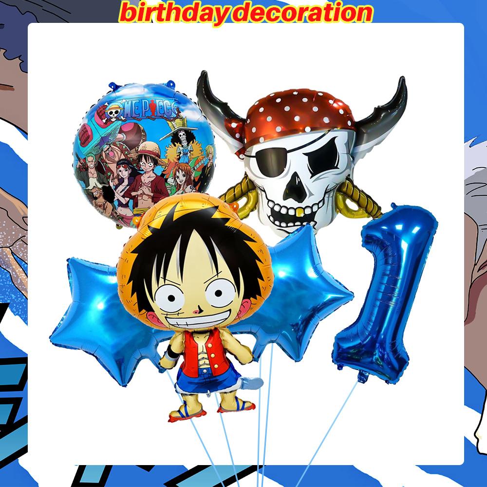 Dekoracje Urodzinowe One Piece Balon Luffy Zoro Jednorazowe Talerzyki Imprezowe Baner Dekoracja Tortu Torebki na Prezenty Chłopcy Akcesoria na Baby Shower