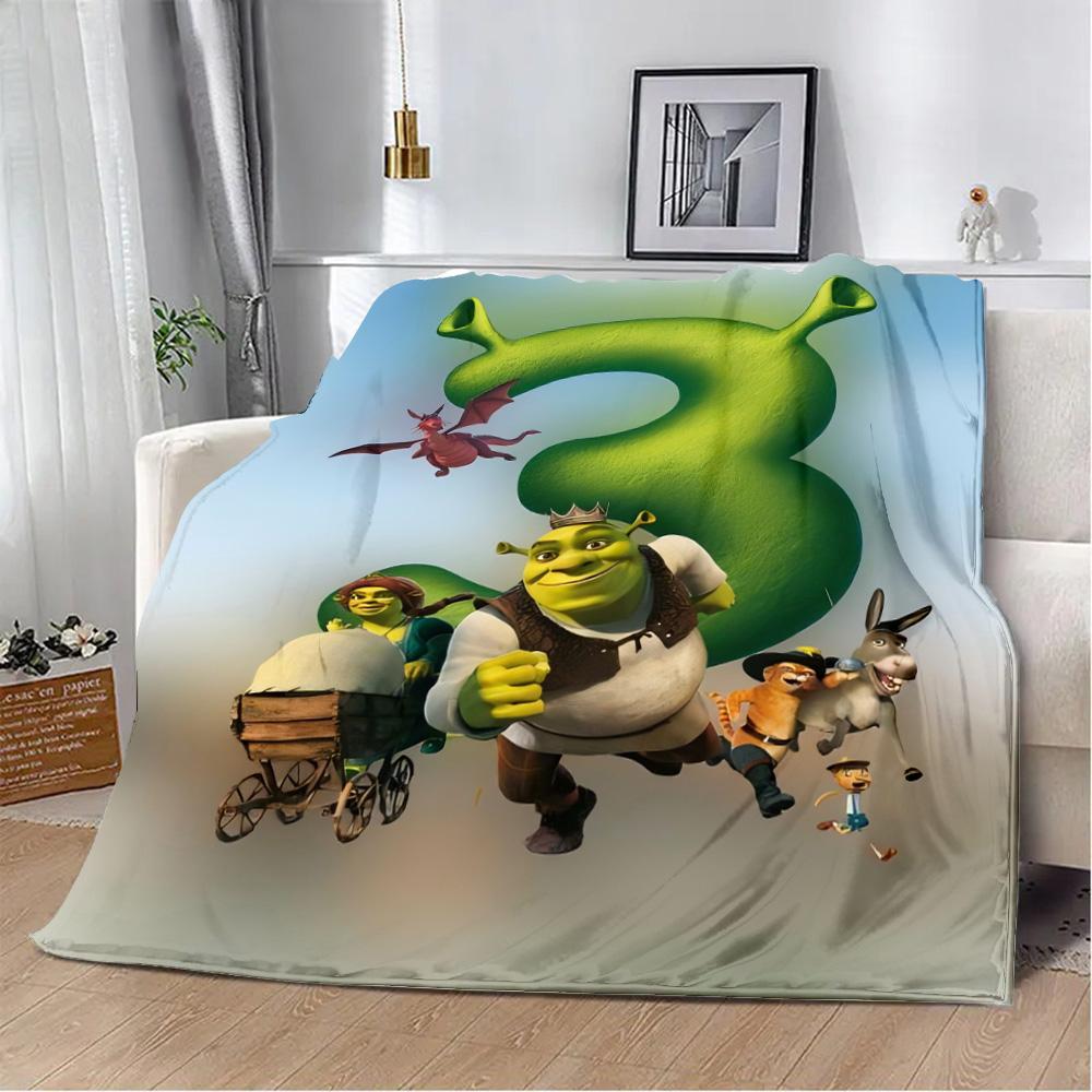 Funny Cartoon Shrek Printed Blanket Picnic Blankets Warm Blanket Soft and Comfortable Blanket Home Travel Birthday Gift