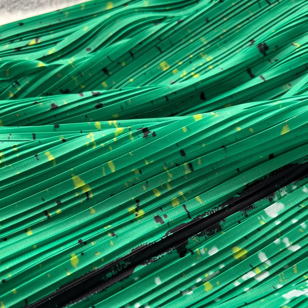 Summer Women Designer Print Gradient Color Runway Dresses Long Maxi Oversized Loose Pleated Party Robe