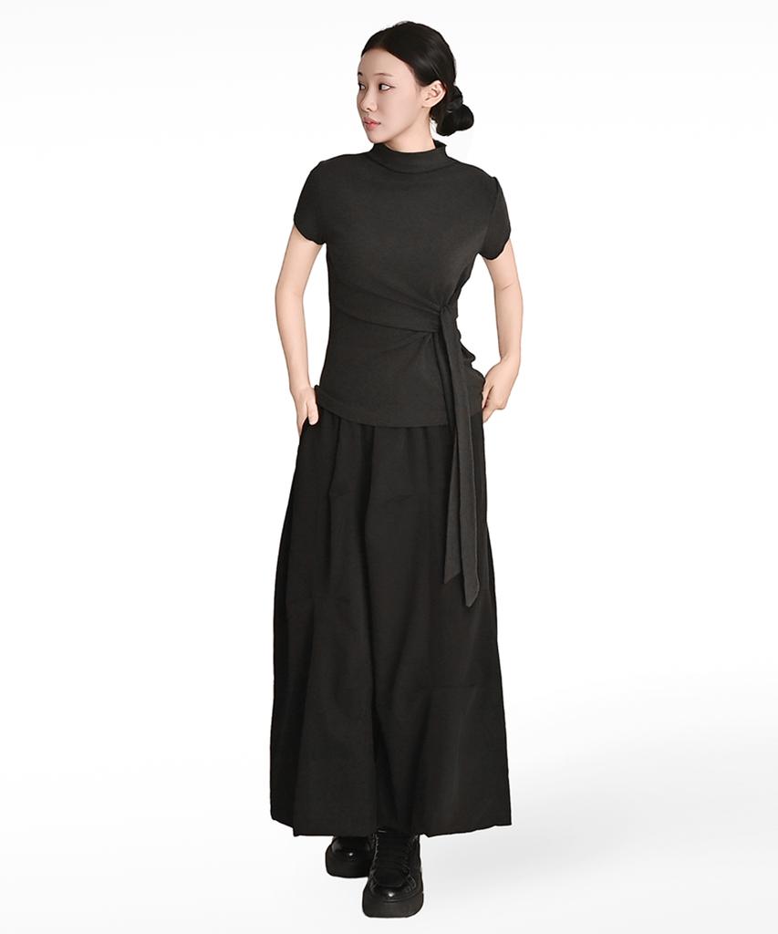 Keulleiseu Point Balloon Maxi Skirt_Light Olive