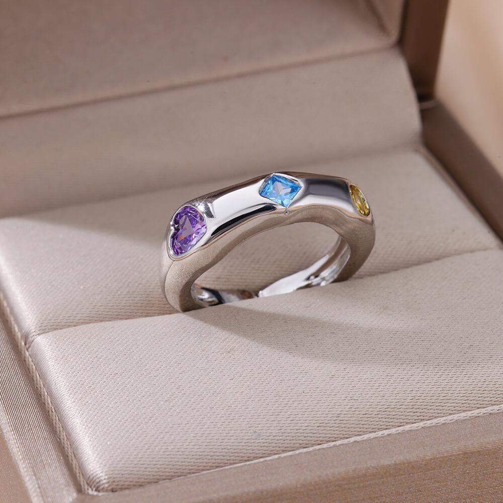 Zircon Flame Drop Rings For Women Stainless Steel Water Drop Adjustable Ring Femme Wedding Party Fshion Jewelry Gift Femme