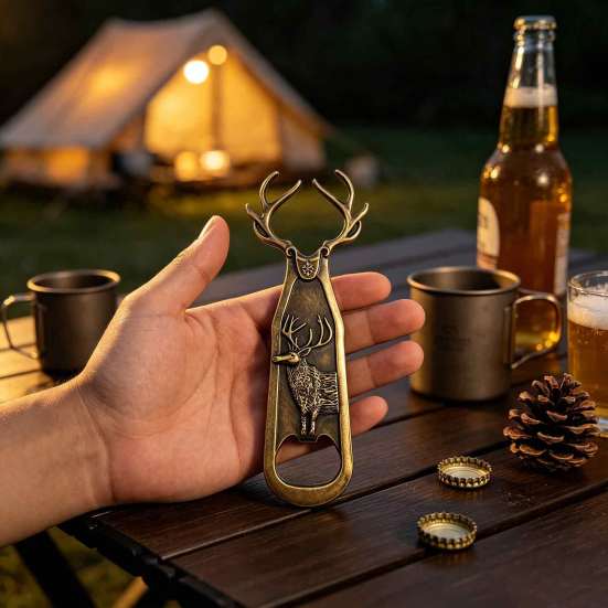 Ergonomic Labor Saving Opener Elk Antler Bottle Opener, Heavy Duty Metal Retro Beer Sturdy Handheld Cap Remover for Home Bar, Artistic Kitchen Gadgets