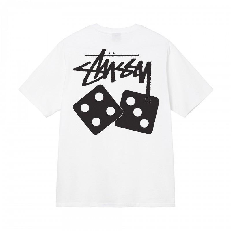 Stussy Style Mens Loose Fit Cotton Crew Neck Short Sleeve T-Shirt With Cartoon Print Casual Tee