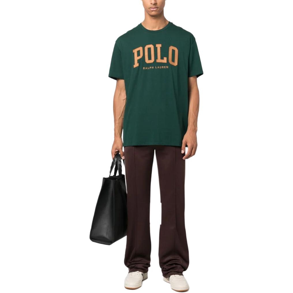 Tricou cu imprimeu logo literă Polo Ralph Lauren, gât rotund, mânecă scurtă, pentru bărbați, topuri, verde închis 710917892-004