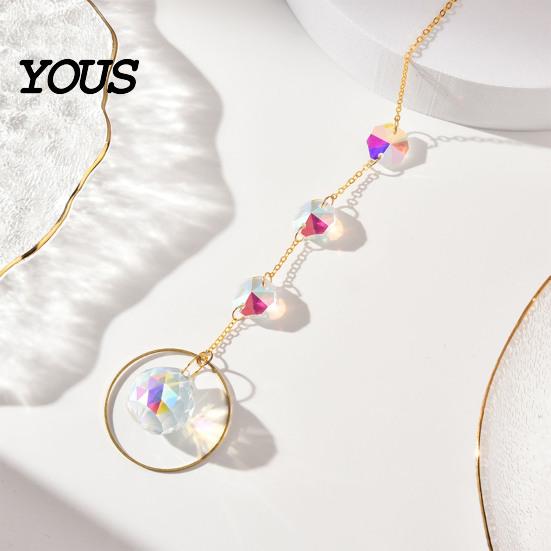 Sun Catcher Pendant Faux Crystal Suncatcher, Colorful Prisms Window Hanging Catcher, Moon Suncatcher Rainbow Maker Chain for Garden Home Decor Star
