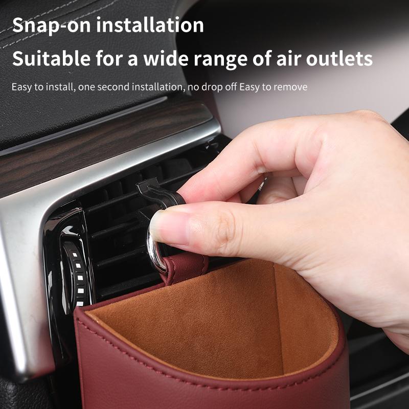 WET1 Car Air Vent Pocket Storage Box Nappa Leather Vent Hanging Organizer For Volkswagen VW Golf 4 5 6 7 Polo Jetta Sagitar Magotan
