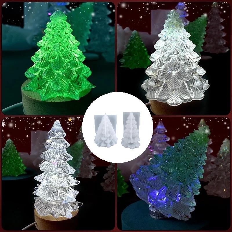 3D Christmas Tree Candle Silicone Mold Table Jewelry Crystal Glue Mold Christmas Tree Aromatherapy Cake Decoration Mould