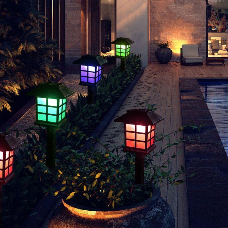 2pack Solar House Shape Outdoor Lamp Waterproof Outdoor Garden Light Wedding Decor Solar Panel LED Lights Street Lawn Yard Lamp