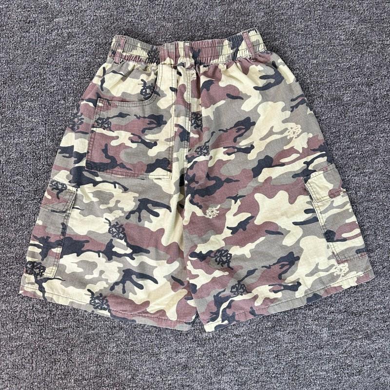 Mens Camo Cargo Shorts Loose Fit Casual Pants With Multiple Pockets Breathable Cotton Blend