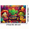 2D Mexican Fiesta Background, Dancing Cactus & Balloons Photo Booth Backdrop