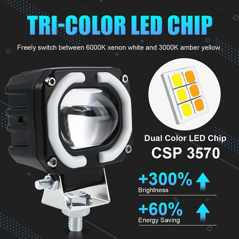 Motorcycle Driving LED Fog Lights Spotlight 6000LM Universal Fit for Motorcycle Car Van Camper Truck Trailer Pickup Off-road ATV UTV