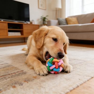 Hond Jingle Bal Kauwspeelgoed Kleurrijke Rubberen Interactieve Bal met Bel Puppy Tandjes Speelgoed voor Kleine Middelgrote Honden Huisdier Training