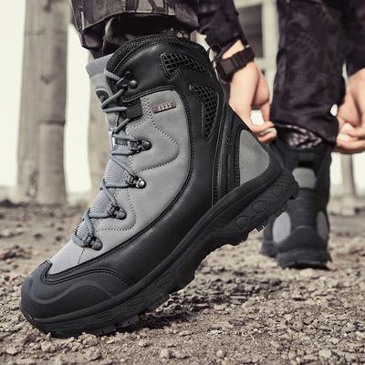 Men's Waterproof Leather Desert Tactical Boots Non-Slip Work Safty Shoes Breathable Non-Slip Hunting Hiking Work Boots