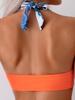 Women's Backless Halter Neck V-Neck Two-Piece Print Bikini